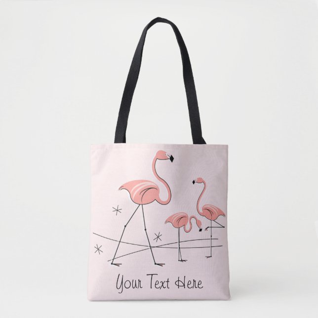 Flamingos Pink Trio 2 Text über Tasche (Vorderseite)
