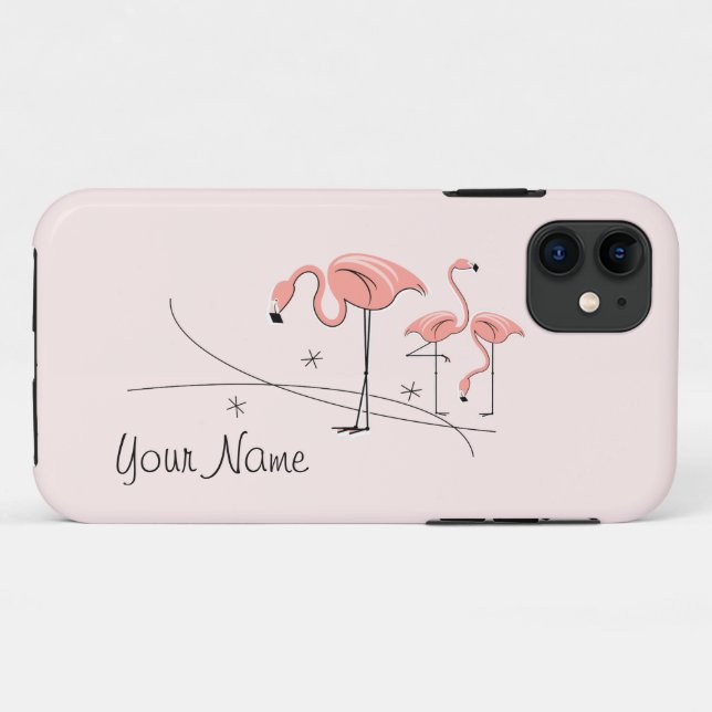 Flamingos Pink Trio 3 "Name" iPhone 11 Fall Case-Mate iPhone Hülle (Rückseite (Horizontal))