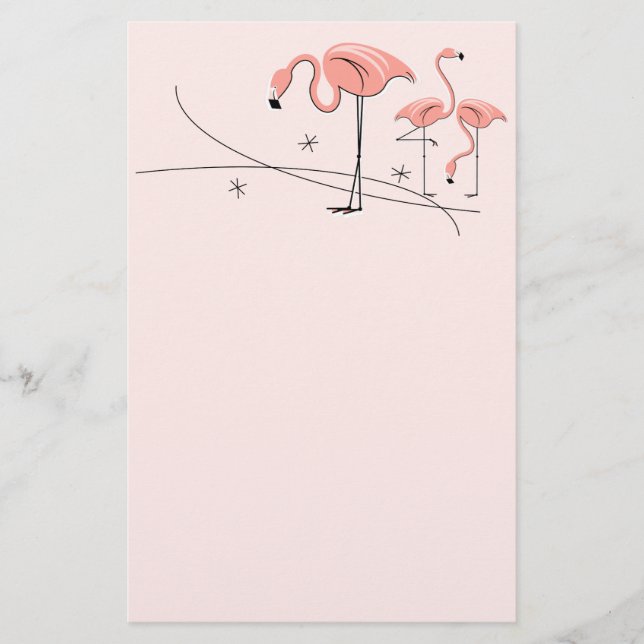 Flamingos Pink Trio 3 Schreibwaren Briefpapier (Vorderseite)