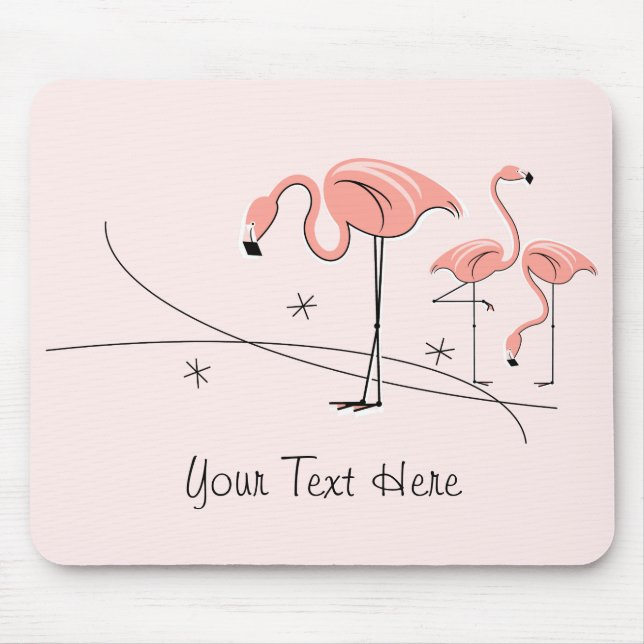 Flamingos Pink Trio 3 "Text" Mousepad (Vorne)