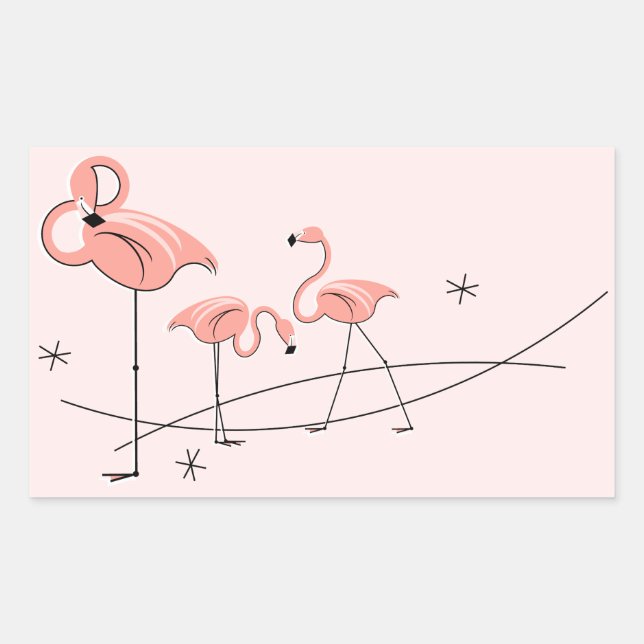 Flamingos Pink Trio Aufkleber Rechteck (Vorderseite)