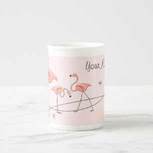 Flamingos Pink Trio Name Knochen China Tasse