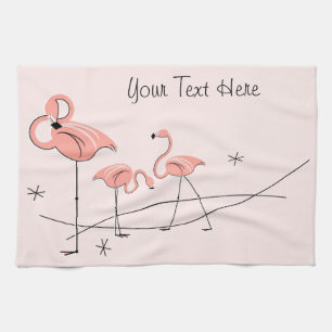 Flamingos Pink Trio Text Küchentuch