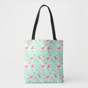Flamingos Retro Green Multi Coral Karo zurück