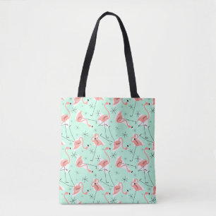 Flamingos Retro Green Multi über Tasche