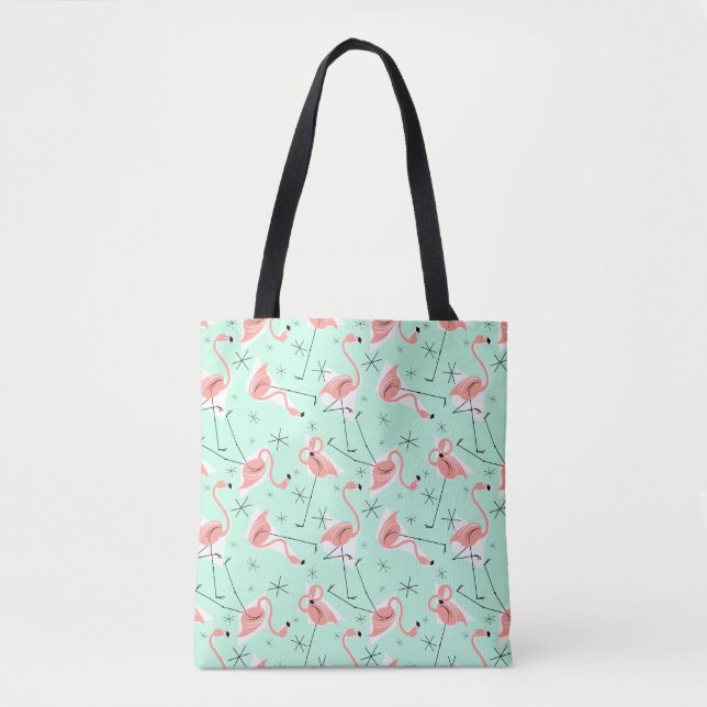 Flamingos Retro Green Multi über Tasche (Vorderseite)