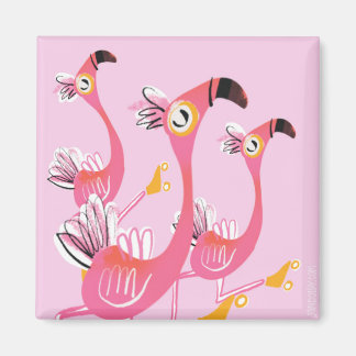 Flamingos Roller Skaten Magnet