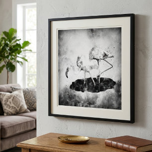 Flamingos Schwarz und Weiß Fotodruck