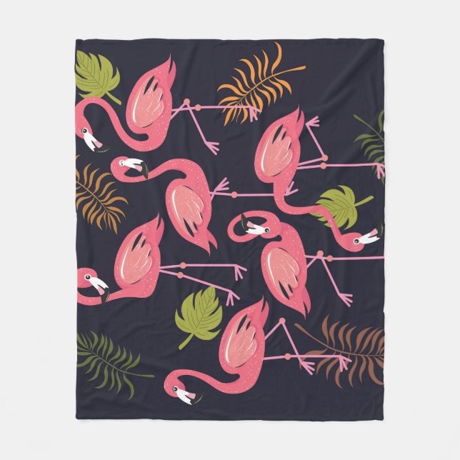 Flamingos Set, Tropenvogel Vintag. Fleecedecke (Vorderseite)