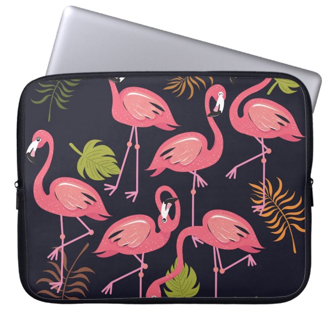 Flamingos Set, Tropenvogel Vintag. Laptopschutzhülle (Vorderseite)