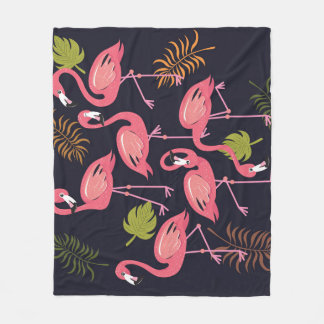 Flamingos setzen, tropischer Vogel vintage. Fleecedecke