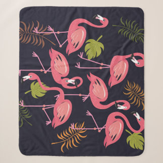 Flamingos setzen, tropischer Vogel vintage. Sherpadecke