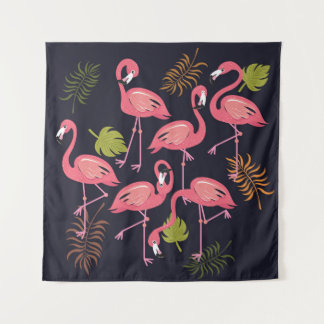 Flamingos setzen, tropischer Vogel vintage. Wandteppich