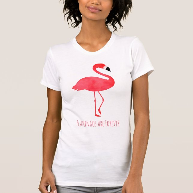 Flamingos sind für immer rosa Vogelwörter T-Shirt (Vorderseite)