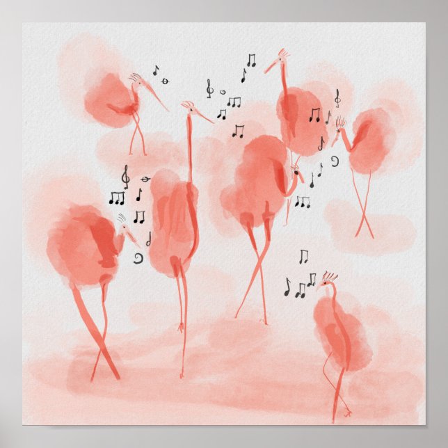 Flamingos singend poster (Vorne)