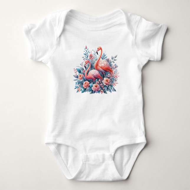 Flamingos Sublimierung-00000 Baby Strampler (Vorderseite)