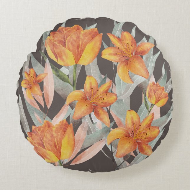 FLAMINGOS THROW PILLOW RUNDES KISSEN (Vorderseite)