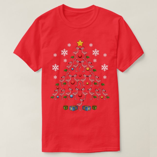 Flamingos Tree Santa Fun Niedlich Celebrate Happy  T-Shirt (Design vorne)