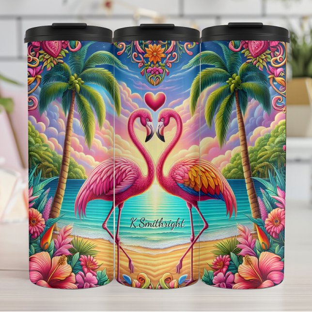 Flamingos Tropical Beach Paradise Thermosbecher (Von Creator hochgeladen)