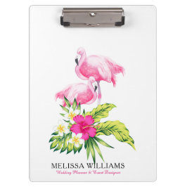 Flamingos & Tropical Blume Bouquet Klemmbrett