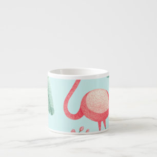 Flamingos Tropical Blume Wasserfarbenes Muster Espressotasse