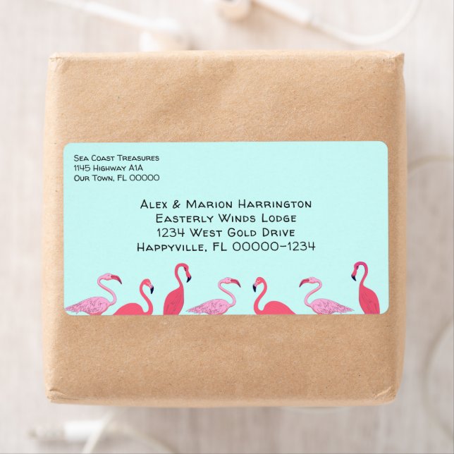 Flamingos Tropical Business Shipping Labels (Insitu)