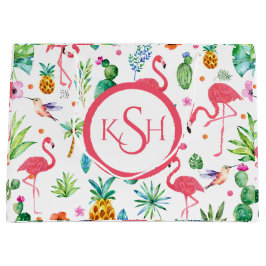Flamingos & Tropical Pflanze & Blume Muster Große Geschenktüte