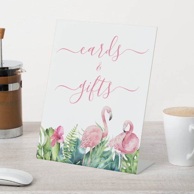 Flamingos Tropical Showkarten & Geschenke Untersch Sockelschild (In SItu)