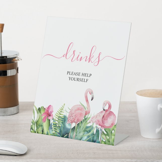 Flamingos Tropische Duschtränke Zeichen Sockelschild (In SItu)