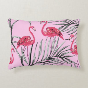 Flamingos, tropische Wasserfarbe Vintage Muster. Dekokissen