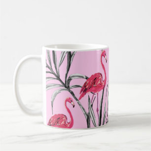 Flamingos, tropische Wasserfarbe Vintage Muster. Kaffeetasse