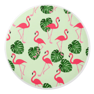 Flamingos und Blätter tropisch Keramikknauf