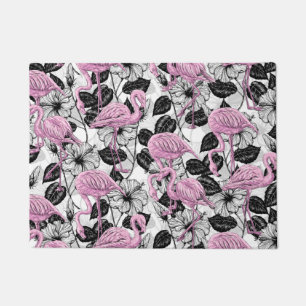 Flamingos und Hibiskus Blume Fußmatte