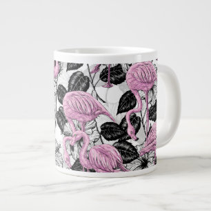 Flamingos und Hibiskus Blume Jumbo-Tasse