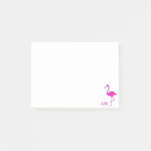 Flamingos und Monogram auf Weiß Post-it Klebezettel