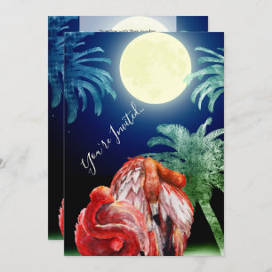 Flamingos und Moon Tropical Beach Hochzeit schlafe Einladung