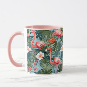 Flamingos und Palm Blätter Tasse