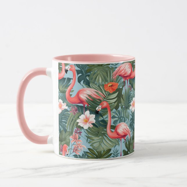 Flamingos und Palm Blätter Tasse (Links)
