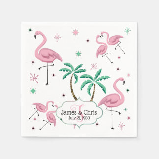Flamingos und Palm Trees Atomstyle Monogram Serviette