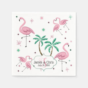 Flamingos und Palme-Atomart-Monogramm Serviette