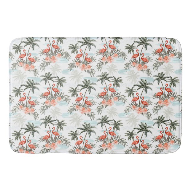 Flamingos und Palmen Bäume Bath Mat Badematte (Vorderseite)