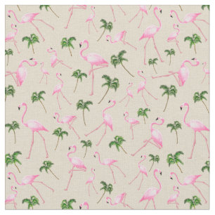 Flamingos und Palmen Stoff