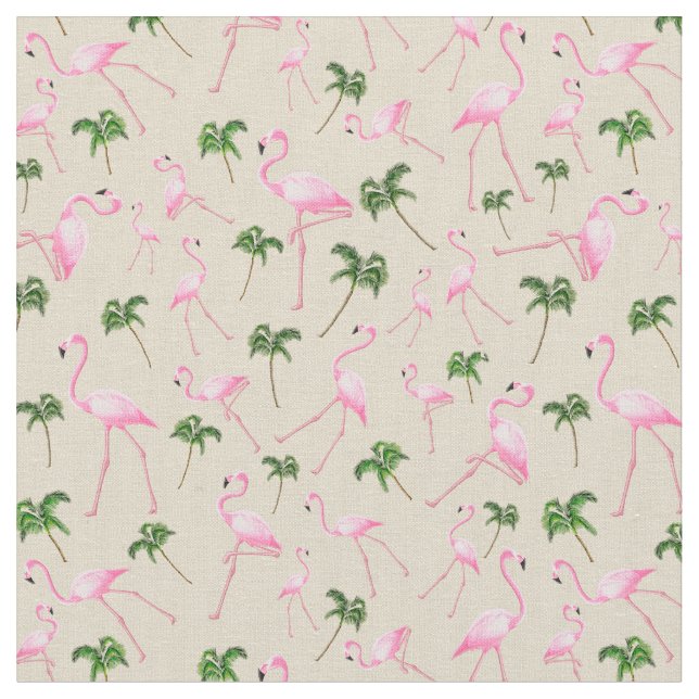 Flamingos und Palmen Stoff (Nahaufnahme)