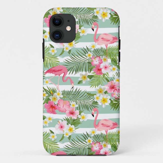 Flamingos und Streifen Case-Mate iPhone Hülle (Rückseite)