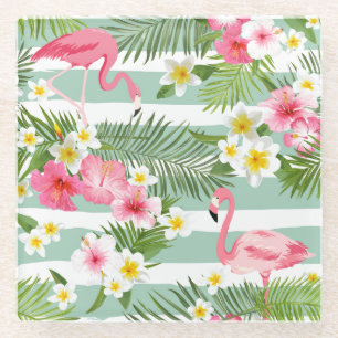 Flamingos und Streifen Glasuntersetzer