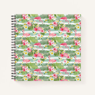 Flamingos und Streifen Notizbuch