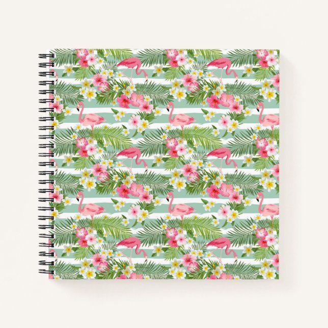Flamingos und Streifen Notizbuch (Vorderseite)