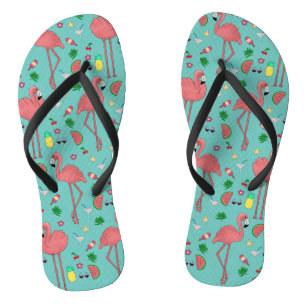 Flamingos und Summer Theme - Blue Flip Flops