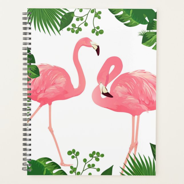 Flamingos und tropische Blätter Planer (Vorderseite)