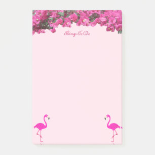 Flamingos und tropische Blume auf Rose Gold Post-it Klebezettel